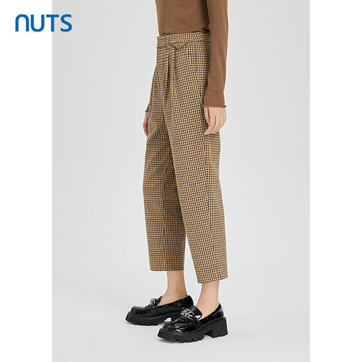 NUTS春秋款气质百搭高腰直筒显瘦格子休闲西装长裤女241073194B 商品图1