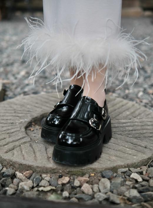 时尚穿搭利器~7.5cm增高时髦松糕乐福鞋！橡胶发泡大底上脚防滑超轻盈！加绒不加绒双版本可选！类平底走感轻松增高 开边珠胎牛皮质感chao绝！四季款美鞋！ 商品图11