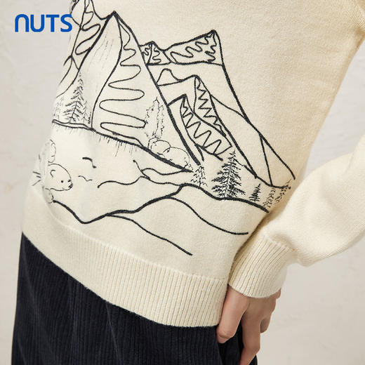 NUTS冬款白色气质百搭圆领宽松显瘦打底针织套头衫女343052065 商品图4
