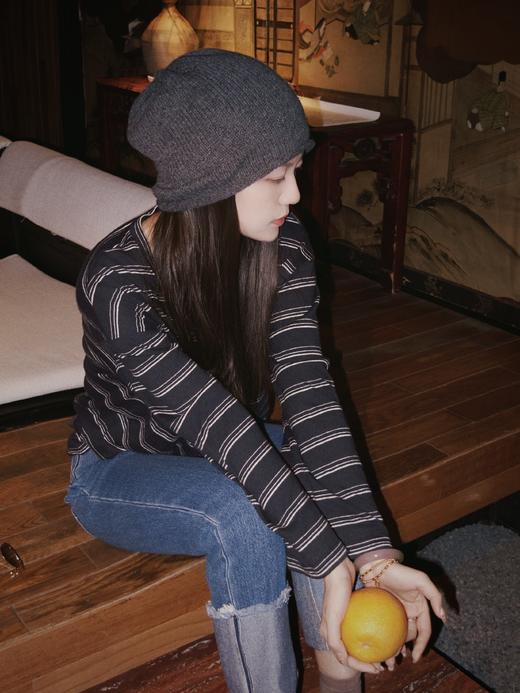 顺丰包邮洛诗琳35013叠穿外穿好帮手~汉麻莱赛尔黑条纹宽松T恤女815 商品图3