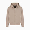 EMPORIO ARMANI 阿玛尼 男士小鹰徽标天鹅绒细节双层平纹针织连帽开衫式卫衣 灰褐色 6D1M97 1JHSZ 0144 商品缩略图0