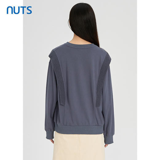 NUTS秋冬款气质百搭设计感印花针织拼接长袖T恤卫衣女241023381 商品图4
