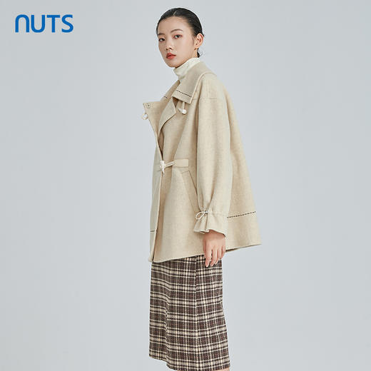 NUTS冬款设计感气质时尚简约百搭双面毛呢大衣中外套女241155147 商品图3