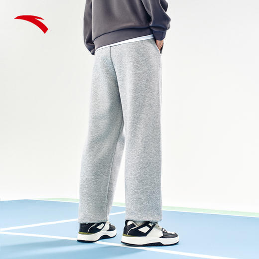 安踏加绒运动长裤男冬季新款美式复古宽松休闲运动裤子152448302N 商品图3