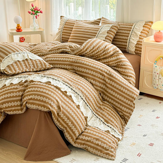 A类母婴级双层纱布全棉四件套家用纯棉被套床单款高级感床上用品 商品图2