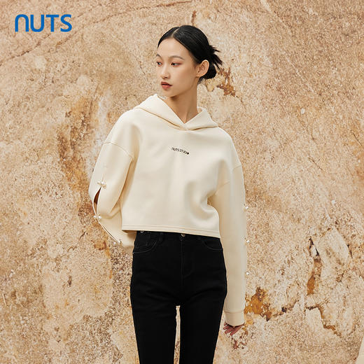 NUTS休闲简约气质通勤短款百搭宽松连帽卫衣女341021108 商品图0