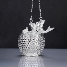 子佩集S999银【锦鲤游】茶包【JJYS002】纯银可打开茶漏花丝2412