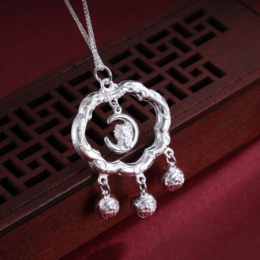 子佩集S999银【灵动萌龙】长命锁套链项链【SB000353】纯银儿童-月亮2412 商品图2