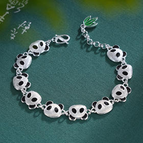 子佩集S990银【熊猫家园】手链【DSSL001】纯银大师工坊原创作品熊猫花丝珐琅彩2412