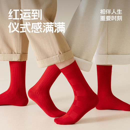【拾袜记】本命年红色秋冬情侣袜 商品图4