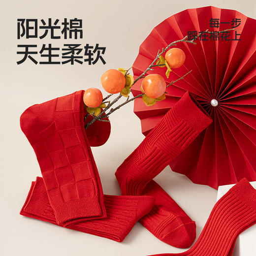 【拾袜记】本命年红色秋冬情侣袜 商品图2