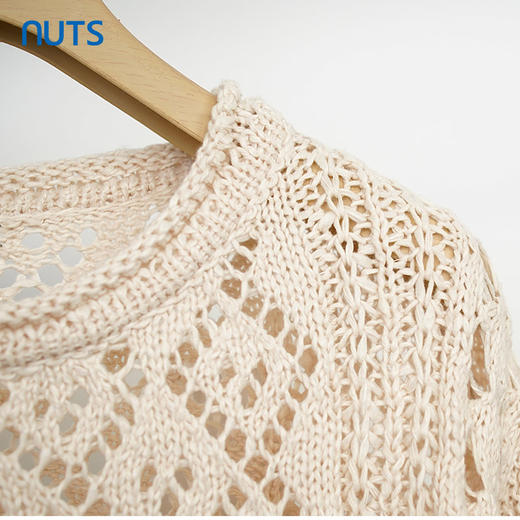 NUTS商场同款慵懒风卷边镂空针织衫女131052139 商品图3