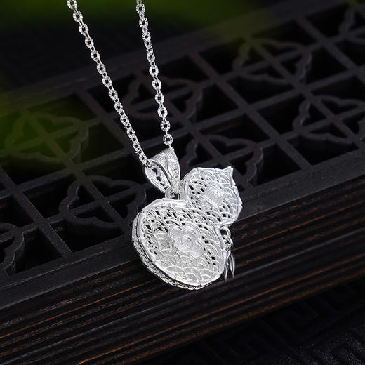 子佩集S990银【福禄熊宝】套链【DSTL003】纯银大师工坊原创作品熊猫葫芦花丝项链珐琅彩项链2412 商品图5