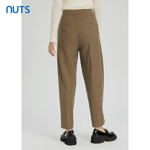 NUTS秋冬款棕色高腰显瘦设计感收脚休闲长裤女241073188B 商品图4