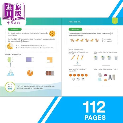 【中商原版】IXL Fractions and Decimals Workbook Grade 4 美国IXL教辅 分数和小数练习册 四年级 英文原版进口图书 小学数学学习 商品图2