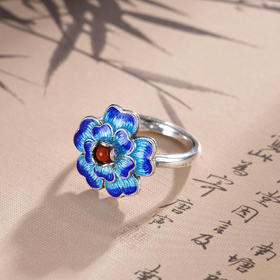 子佩集S925银【繁花妙影】戒指【JZ00248】纯银蓝花珐琅彩2412