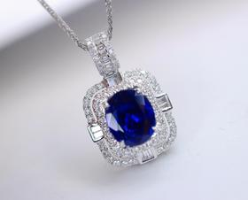 1.8ct刻面蓝宝石吊坠