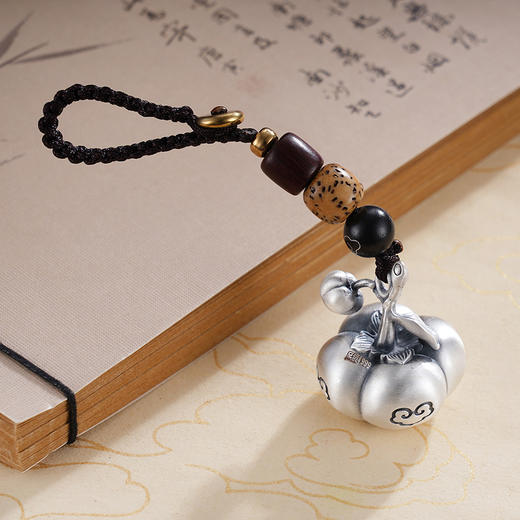子佩集S999银【万柿如意】钥匙扣【YSY005】纯银柿子底部可转动小摆件2412 商品图4