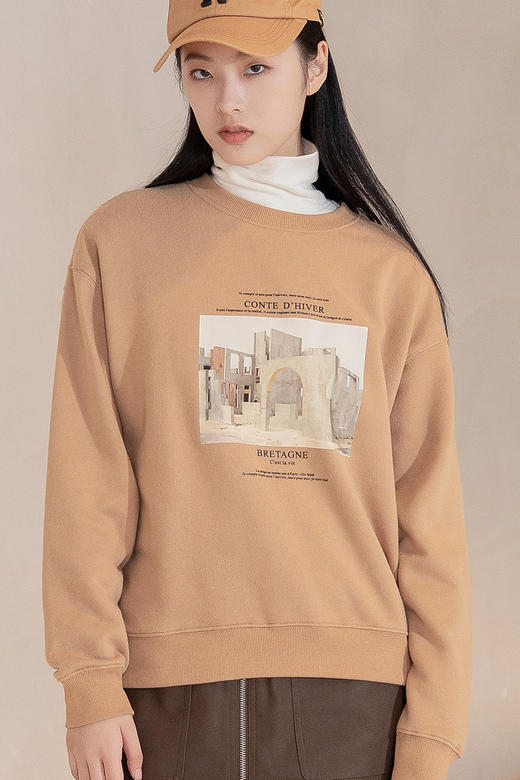 NUTS冬季新款圆领宽松简约休闲时尚百搭卫衣长袖T恤女241023029B 商品图5