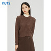 NUTS棕色气质百搭通勤圆领镂空短款针织外套女241053176 商品缩略图3