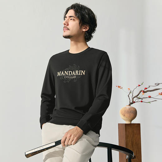 【中华立领】柒牌男士圆领卫衣春季新款时尚简约舒适百搭套头上衣128W70200 商品图1