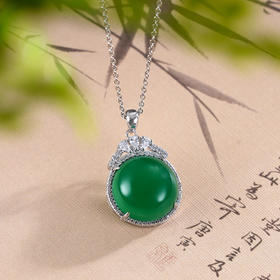 子佩集S925银【清潭幽歌】套链【TL013680】纯银绿玉髓圆形项链2412