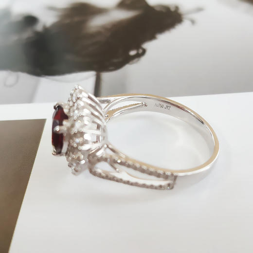 【天然正品】AU750收藏级白金镶钻镶天然1.51克拉无烧莫桑比克鸽血红红宝石戒指15号（戒圈可改）女士现售价：37800！251224XY11 商品图8