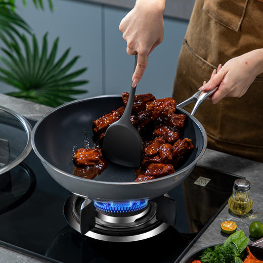 神田高端线珐琅釉 钛彩米系列0涂层不粘炒锅30cm/32cm，久烧不黑，质保30年 商品图3