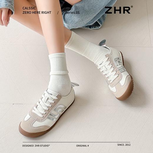 ZHR则则复古平底德训鞋女春季新款软底舒适板鞋平稳百搭低帮鞋女 商品图1