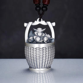 子佩集S999银【一桶金】手把件【DZ1013】纯银仿古大号底部可转动2412