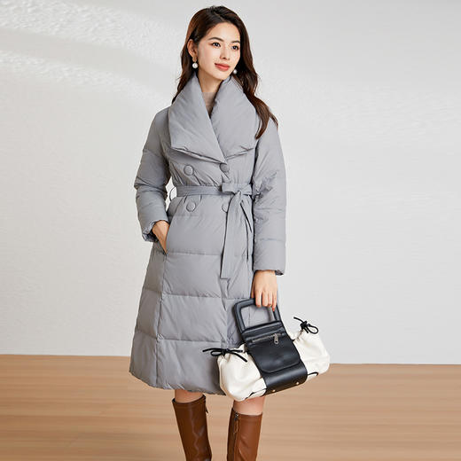 【高货kbnq】全新升级【铂金会员882/天猫1189/差价307】(25622) 洛诗琳收腰厚款东北极寒保暖白鸭绒过膝秋冬洋气女士外套 商品图3
