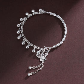 子佩集S990银【清歌蝶舞】手链【QFSL016】纯银蝴蝶花丝2412