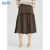 NUTS秋冬款棕色花边气质百搭松紧高腰显瘦长款半身裙女241063220 商品缩略图4