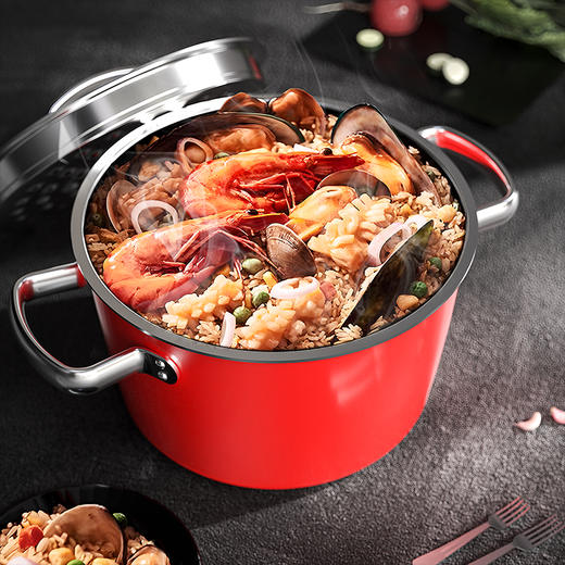 神田钛彩米微压炖锅22cm(赠硅胶铲) ，久烧不黑，质保30年！ 商品图12