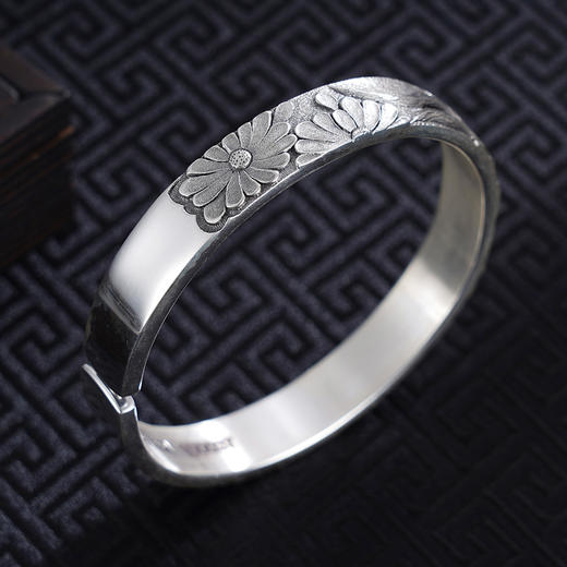 子佩集S999银【花狐灵韵】手工银手镯原创设计【55100037】纯银2412 商品图3