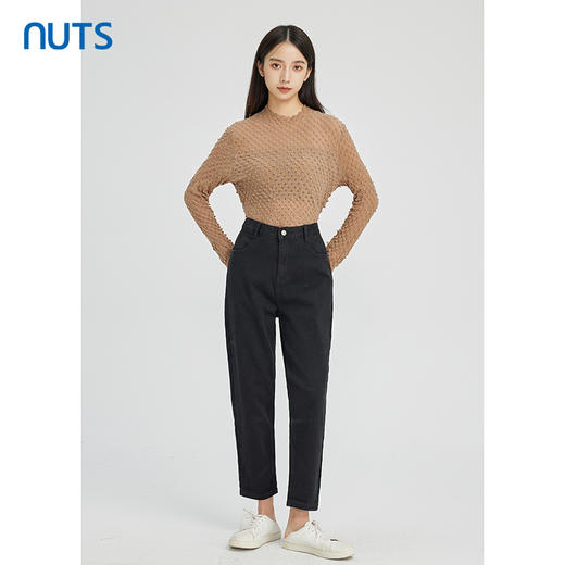 NUTS秋冬款气质百搭肌理感薄款套头宽松显瘦T恤打底衫女241052240 商品图3