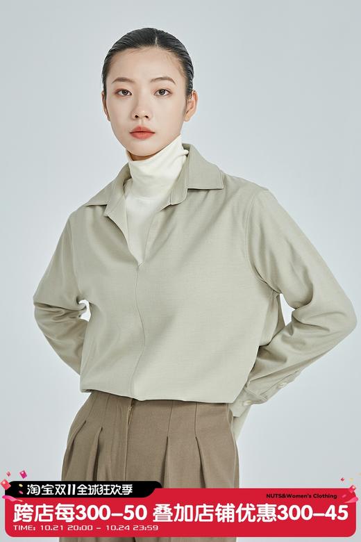 NUTS新品半开襟一片领休闲时尚长袖衬衫女241013072B 商品图5