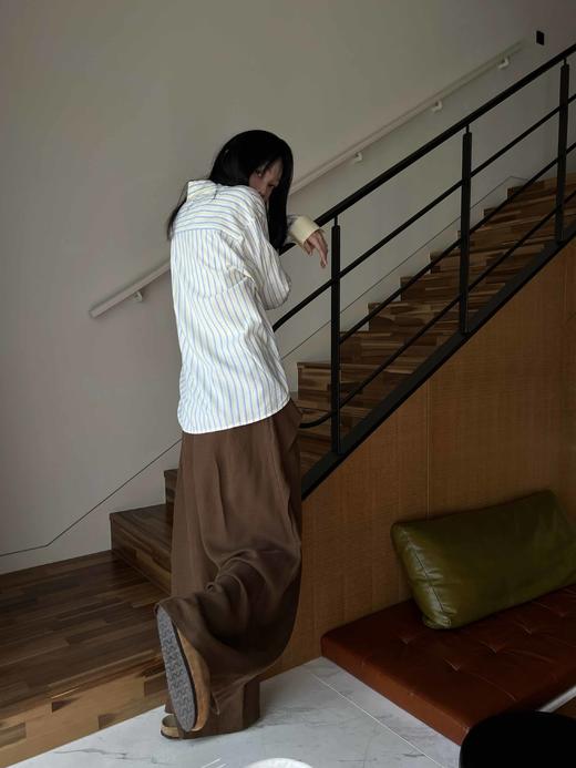 顺丰包邮洛诗琳40611简约设计感四角绣线口袋条纹休闲衬衫女209 商品图11