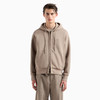 EMPORIO ARMANI 阿玛尼 男士小鹰徽标天鹅绒细节双层平纹针织连帽开衫式卫衣 灰褐色 6D1M97 1JHSZ 0144 商品缩略图1