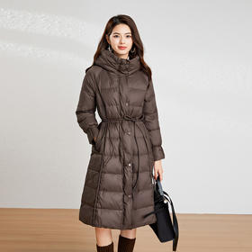 【高货kbnq】全新升级【铂金会员910/天猫1239/差价329】(22606) 洛诗琳新款简约风时尚修身90绒加厚保暖连帽冬天外套