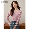 【1件71折】熙世界叠穿假两件长袖T恤女设计感2025春秋新款圆领正肩打底上衣 商品缩略图1