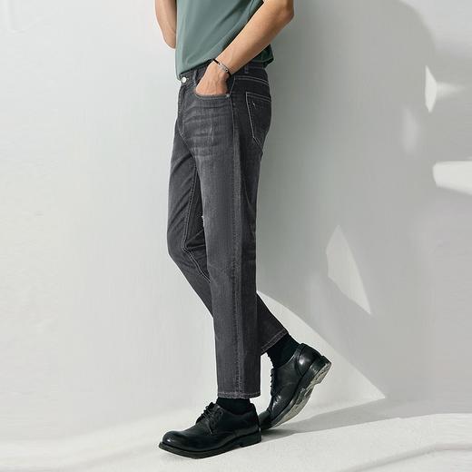 【中华立领】柒牌男士潮流牛仔裤春季2025新款时尚破洞九分小脚裤128H73790 商品图2