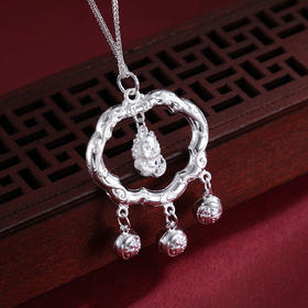 子佩集S999银【灵动萌龙】长命锁套链项链【SB000353】纯银儿童-钱币2412