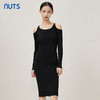 NUTS秋冬款纯色设计感小众镂空简约圆领修身针织连衣裙343103198 商品缩略图2