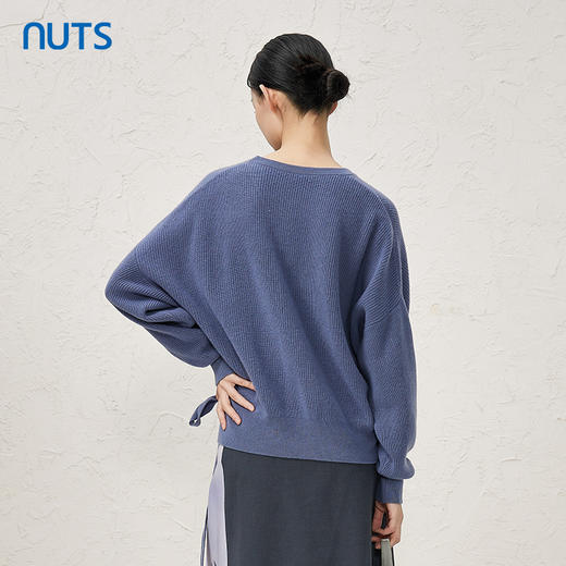 NUTS新品时尚圆领抽绳前短后长保暖毛织套头衫女343052022 商品图4