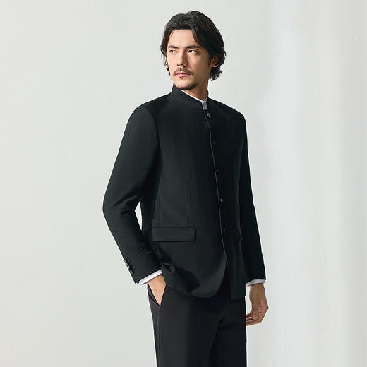 【中华立领】柒牌休闲西服男2025春季新品提花肌理商务单西装外套128C70100 商品图2