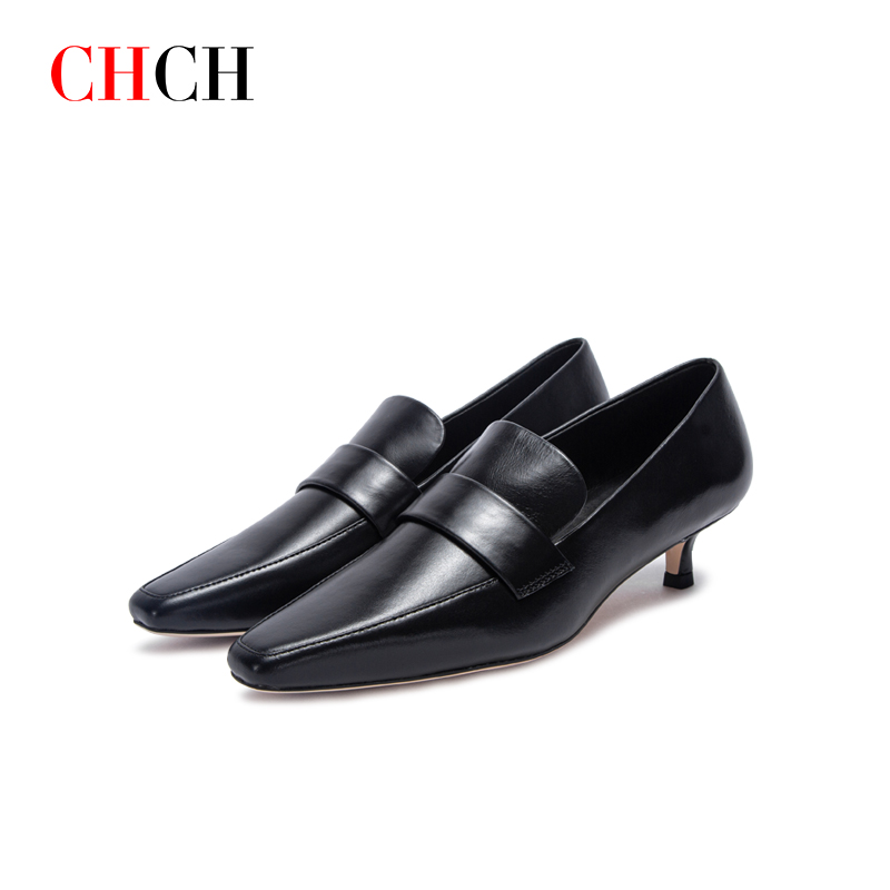 CHCH平衡鞋新款真皮百搭方头深口单鞋OL通勤小皮鞋女鞋CN1B50E1