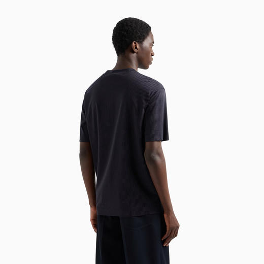 EMPORIO ARMANI 阿玛尼 男士ASV 细条纹平纹针织莱赛尔纤维混纺圆领短袖T恤 蓝色 6D1T90 1JPQZ 0920 商品图2