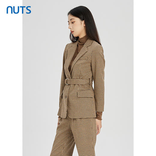NUTS秋冬款气质百搭OL休闲收腰高级感格子西装外套女241048202B 商品图1