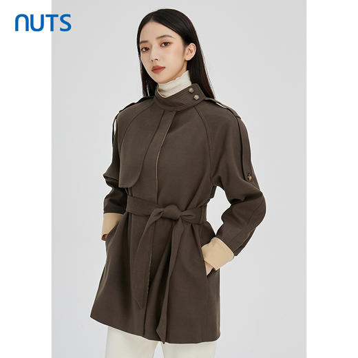 NUTS纯色高级设计感百搭收腰显瘦通勤中款外套女241042537 商品图0